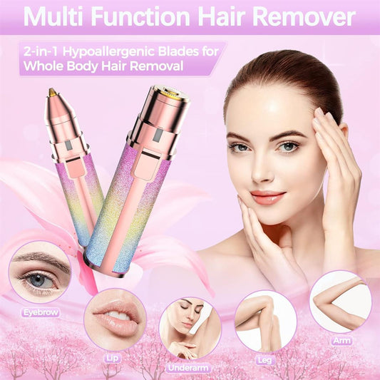2-in-1 Electric Eyebrow Trimmer and Facial Hair Shaver for Women